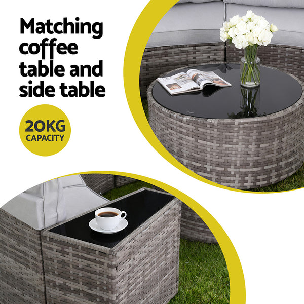 Gardeon 4 Seater Outdoor Sofa Set 7PCS Table Chair Set Garden Rattan Patio Furniture Awezingly
