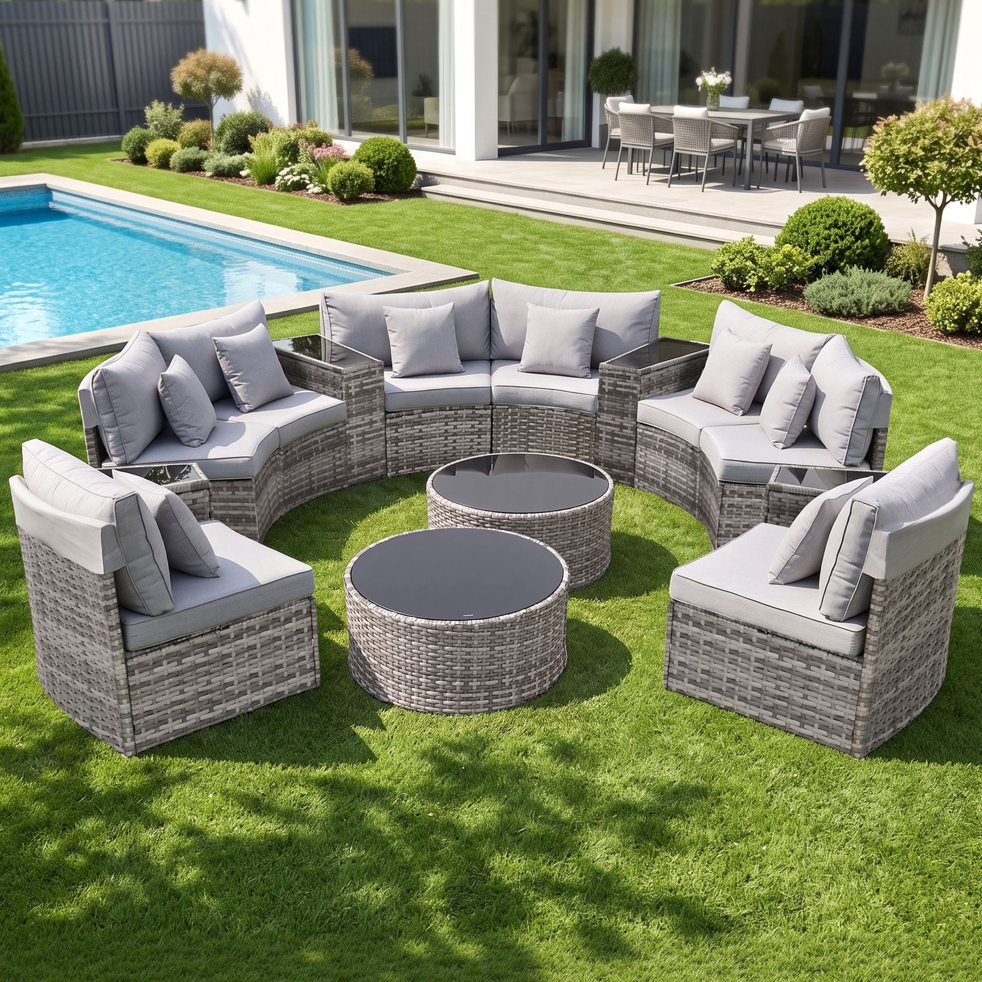 Gardeon 8 Seater Outdoor Sofa Set 14PCS Table Chair Set Rattan Patio Furniture Awezingly