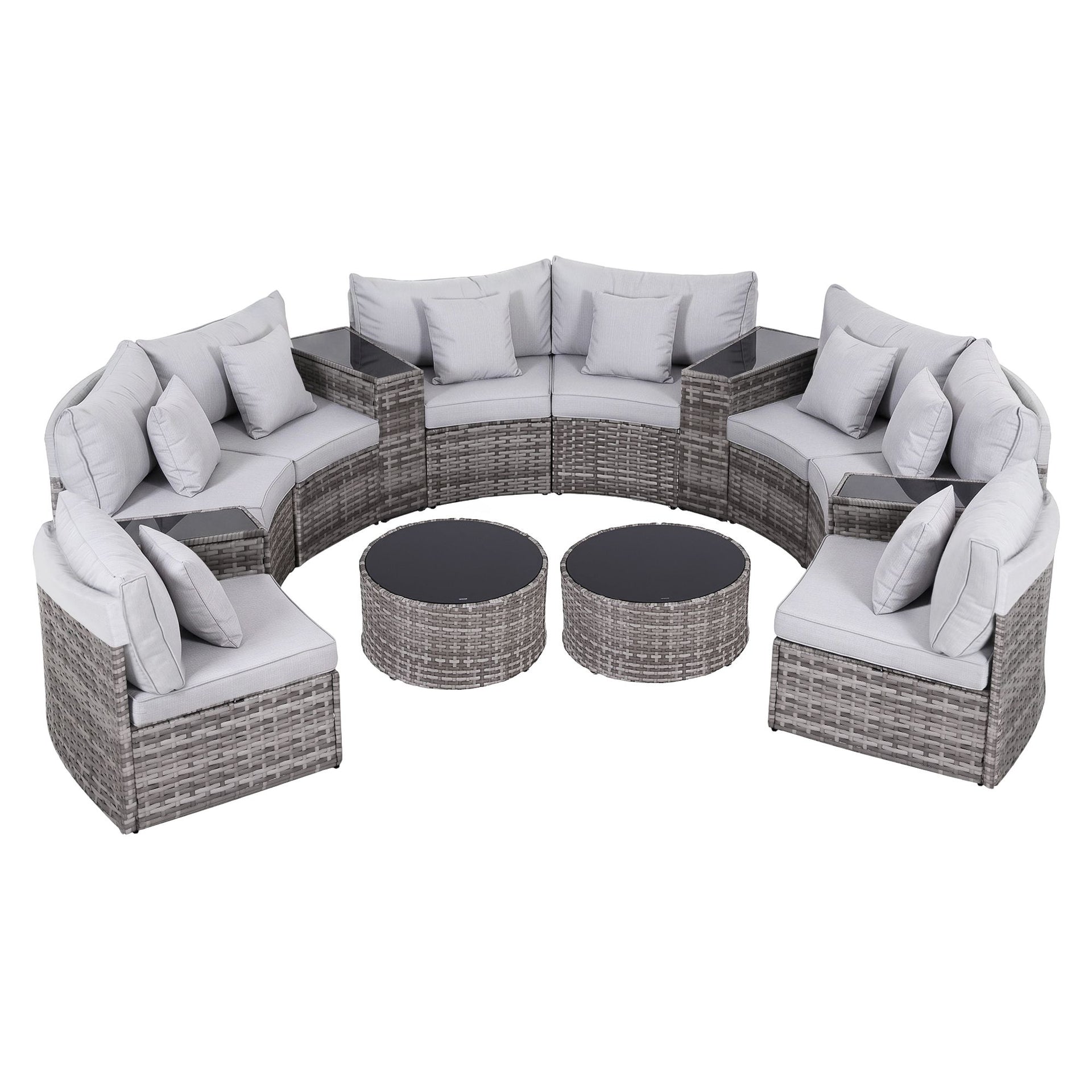 Gardeon 8 Seater Outdoor Sofa Set 14PCS Table Chair Set Rattan Patio Furniture Awezingly