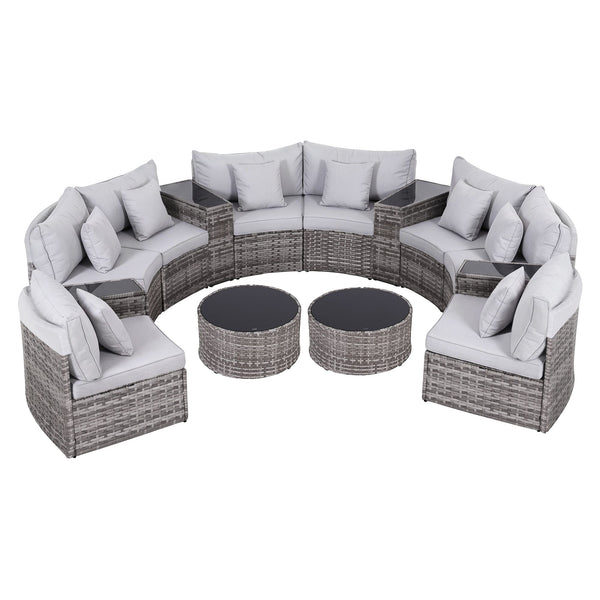 Gardeon 8 Seater Outdoor Sofa Set 14PCS Table Chair Set Rattan Patio Furniture Awezingly