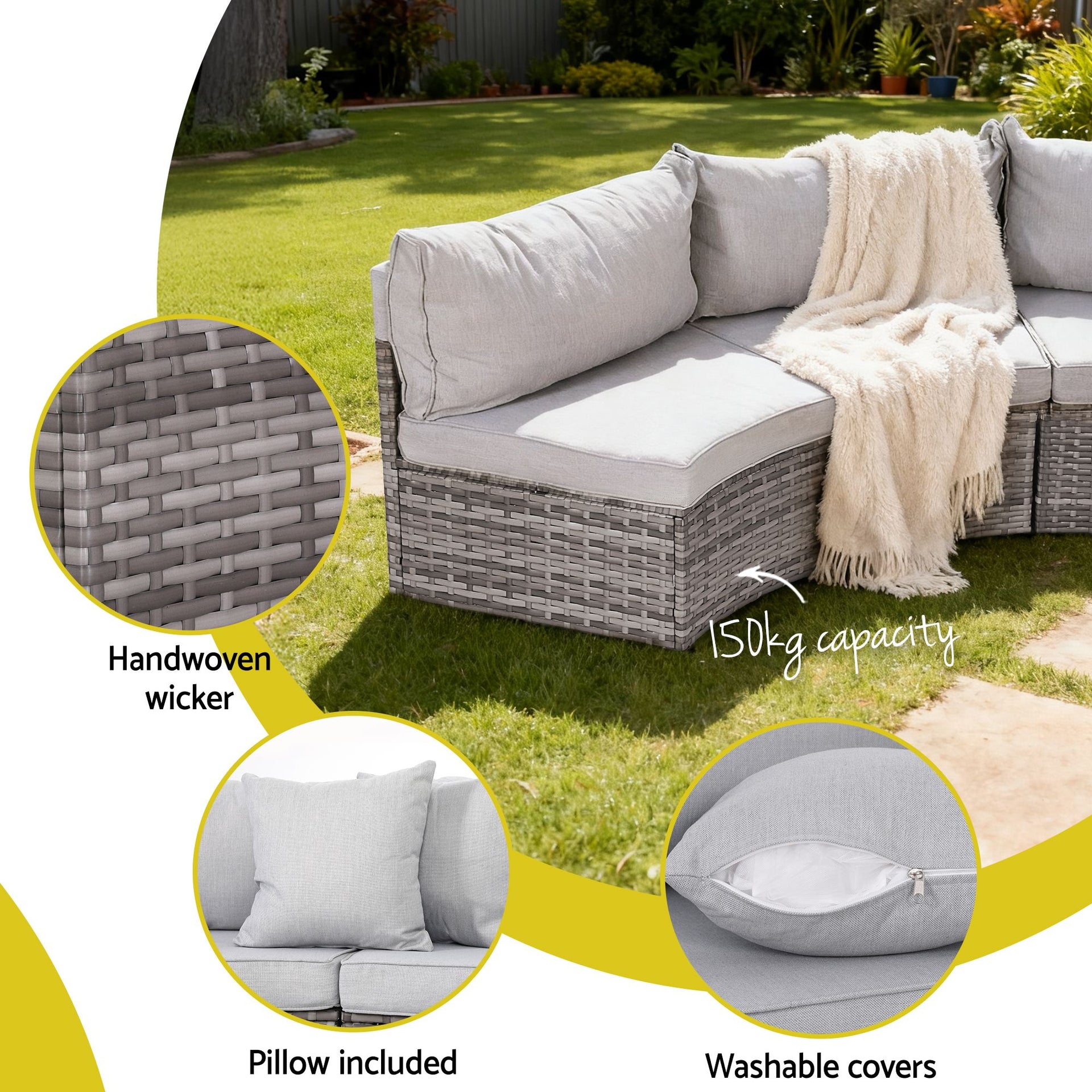 Gardeon 8 Seater Outdoor Sofa Set 14PCS Table Chair Set Rattan Patio Furniture Awezingly