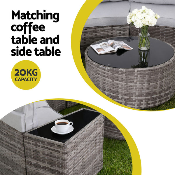 Gardeon 8 Seater Outdoor Sofa Set 14PCS Table Chair Set Rattan Patio Furniture Awezingly