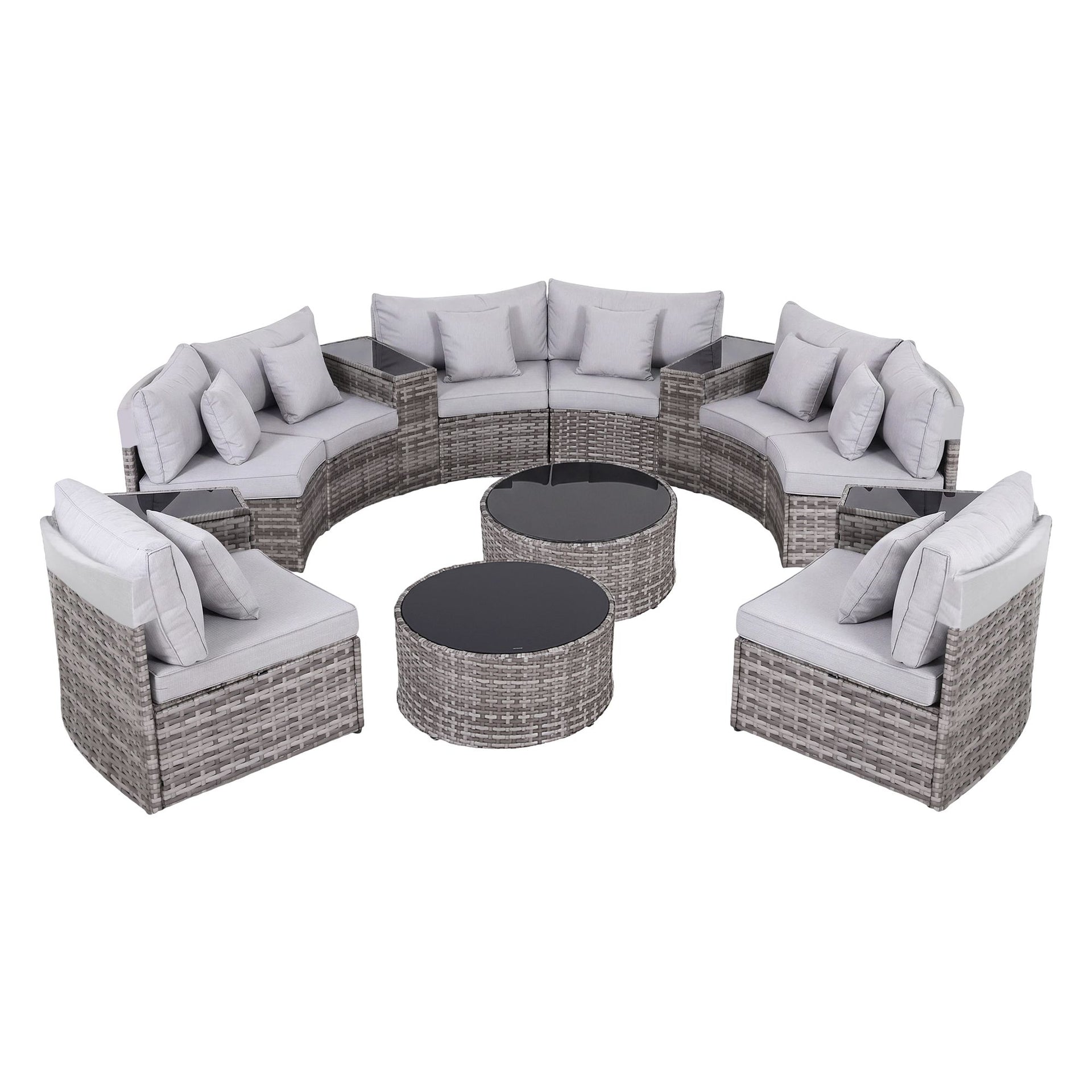 Gardeon 8 Seater Outdoor Sofa Set 14PCS Table Chair Set Rattan Patio Furniture Awezingly