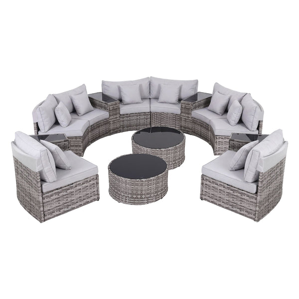 Gardeon 8 Seater Outdoor Sofa Set 14PCS Table Chair Set Rattan Patio Furniture Awezingly