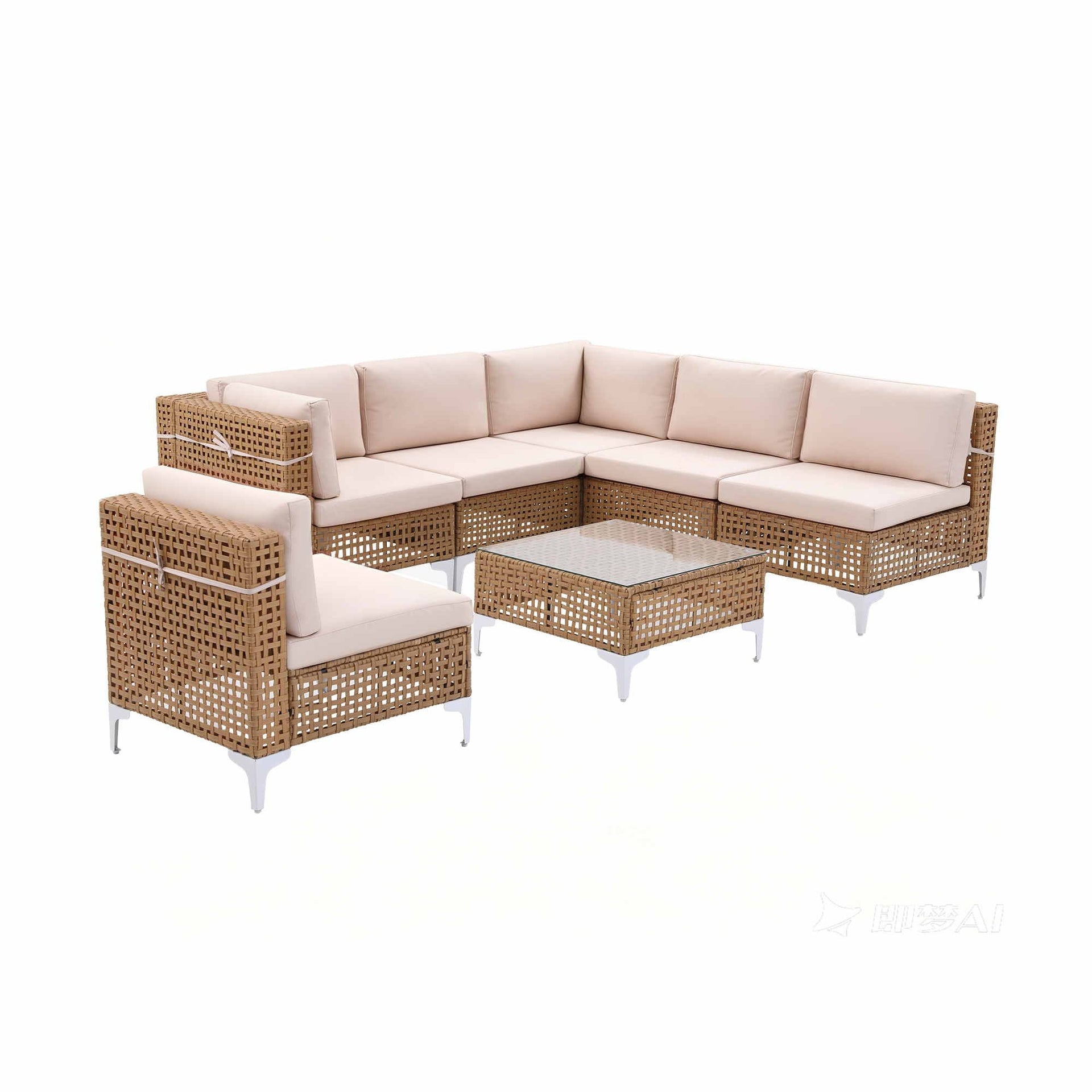 Gardeon 6 Seater Outdoor Sofa Set 7PCS Table Chair Set Garden Rattan Patio Furniture Gardeon