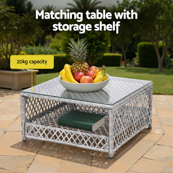 Gardeon 6 Seater Outdoor Sofa Set 7PCS Table Chair Set Garden Rattan Patio Furniture Gardeon