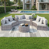 Gardeon 6 Seater Outdoor Sofa Set 9PCS Table Chair Set Garden Rattan Patio Furniture