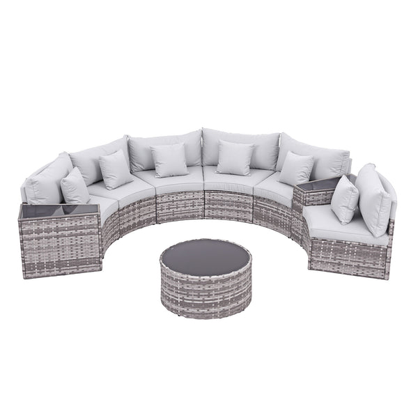 Gardeon 6 Seater Outdoor Sofa Set 9PCS Table Chair Set Garden Rattan Patio Furniture Awezingly