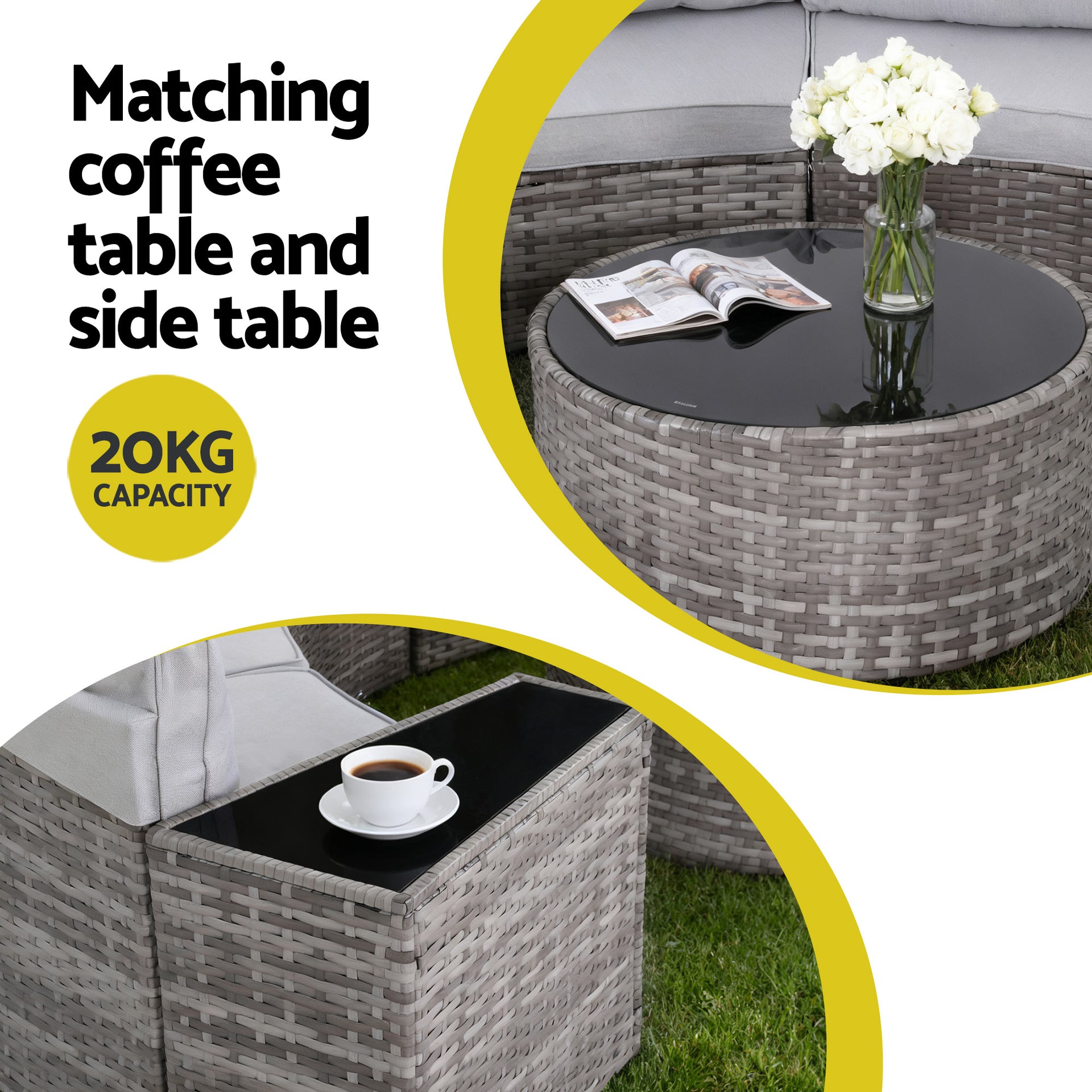 Gardeon 6 Seater Outdoor Sofa Set 9PCS Table Chair Set Garden Rattan Patio Furniture Awezingly