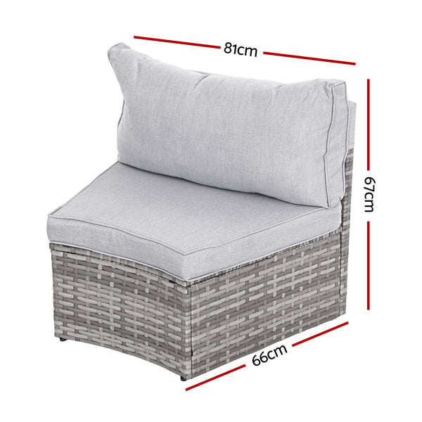 Gardeon 2 PCS Outdoor Sofa Set Rattan Modular Chair Garden Patio Furniture Grey Awezingly