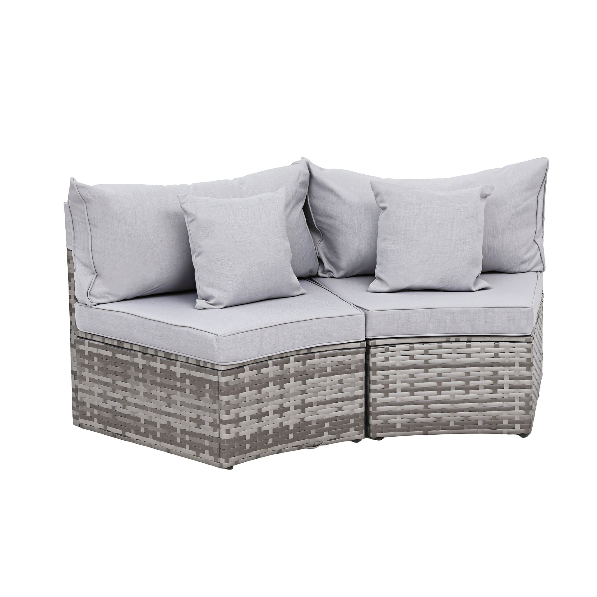 Gardeon 2 PCS Outdoor Sofa Set Rattan Modular Chair Garden Patio Furniture Grey Awezingly