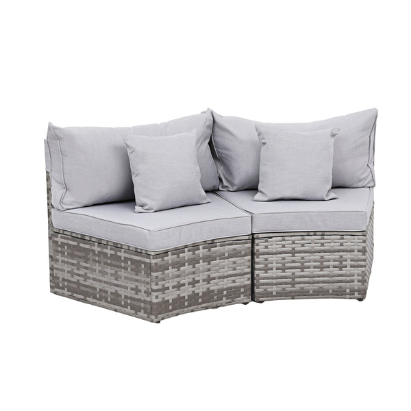 Gardeon 2 PCS Outdoor Sofa Set Rattan Modular Chair Garden Patio Furniture Grey Awezingly