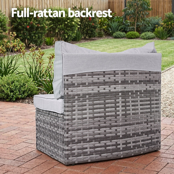 Gardeon 2 PCS Outdoor Sofa Set Rattan Modular Chair Garden Patio Furniture Grey Awezingly