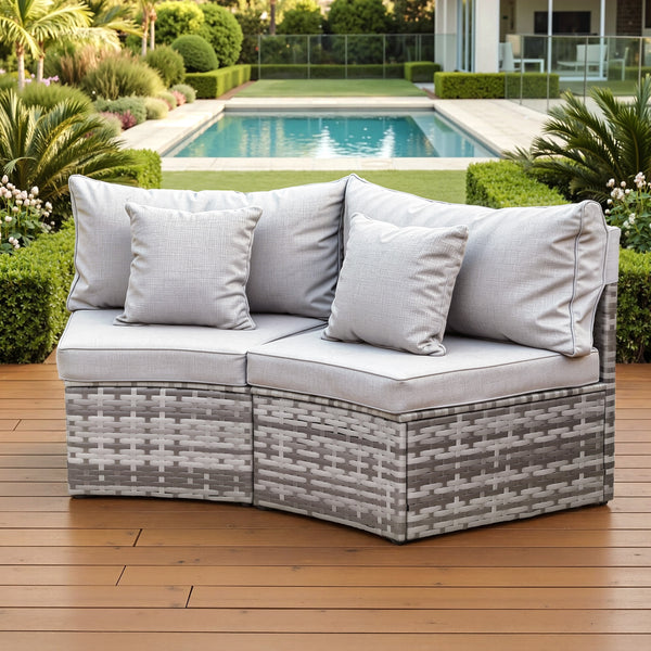 Gardeon 2 PCS Outdoor Sofa Set Rattan Modular Chair Garden Patio Furniture Grey Awezingly