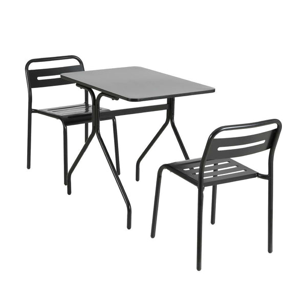 Gardeon 3PC Outdoor Bistro Set Patio Furniture Steel Table and Chairs Black Gardeon
