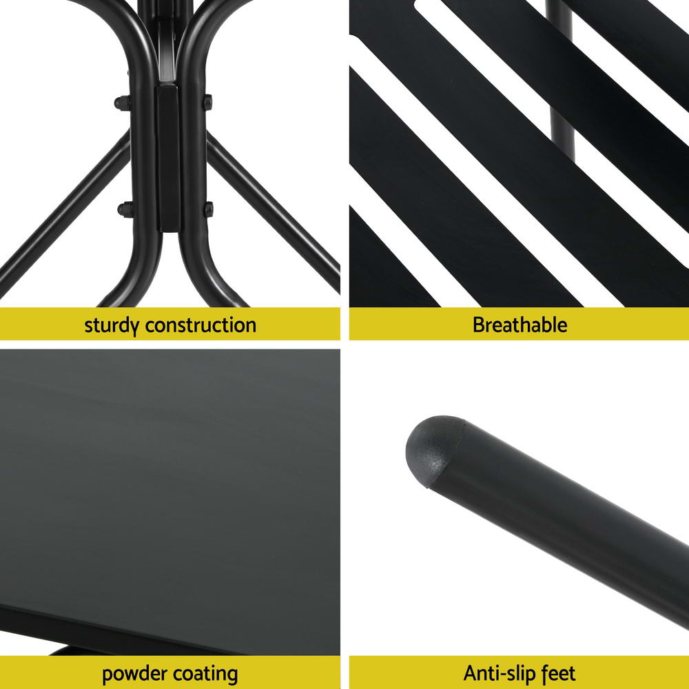 Gardeon 3PC Outdoor Bistro Set Patio Furniture Steel Table and Chairs Black Gardeon