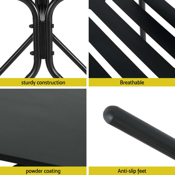 Gardeon 3PC Outdoor Bistro Set Patio Furniture Steel Table and Chairs Black Gardeon