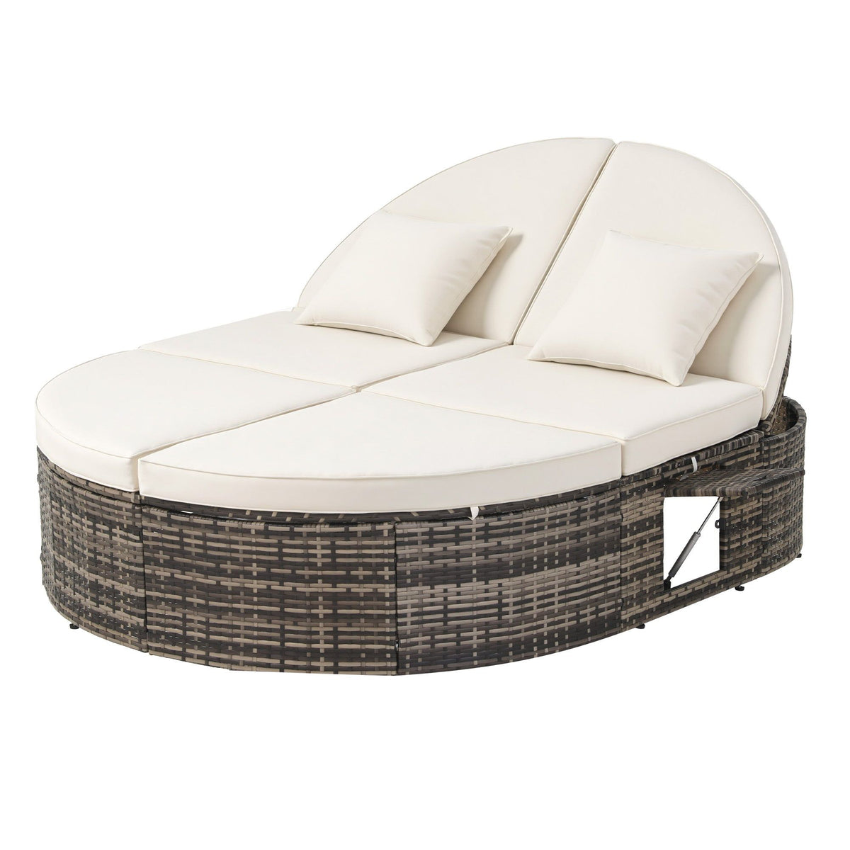 Gardeon Outdoor Day Bed Sun Lounge Setting Wicker Lounger Patio Furniture w/ Retractable Side Tray Awezingly