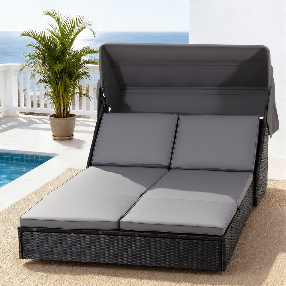 Gardeon Outdoor Day Bed Sun Lounge Setting Wicker Lounger Patio Furniture Gardeon