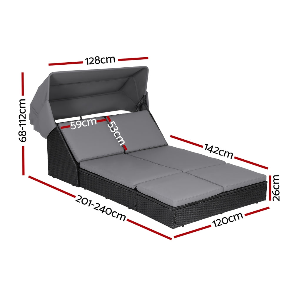 Gardeon Outdoor Day Bed Sun Lounge Setting Wicker Lounger Patio Furniture Gardeon