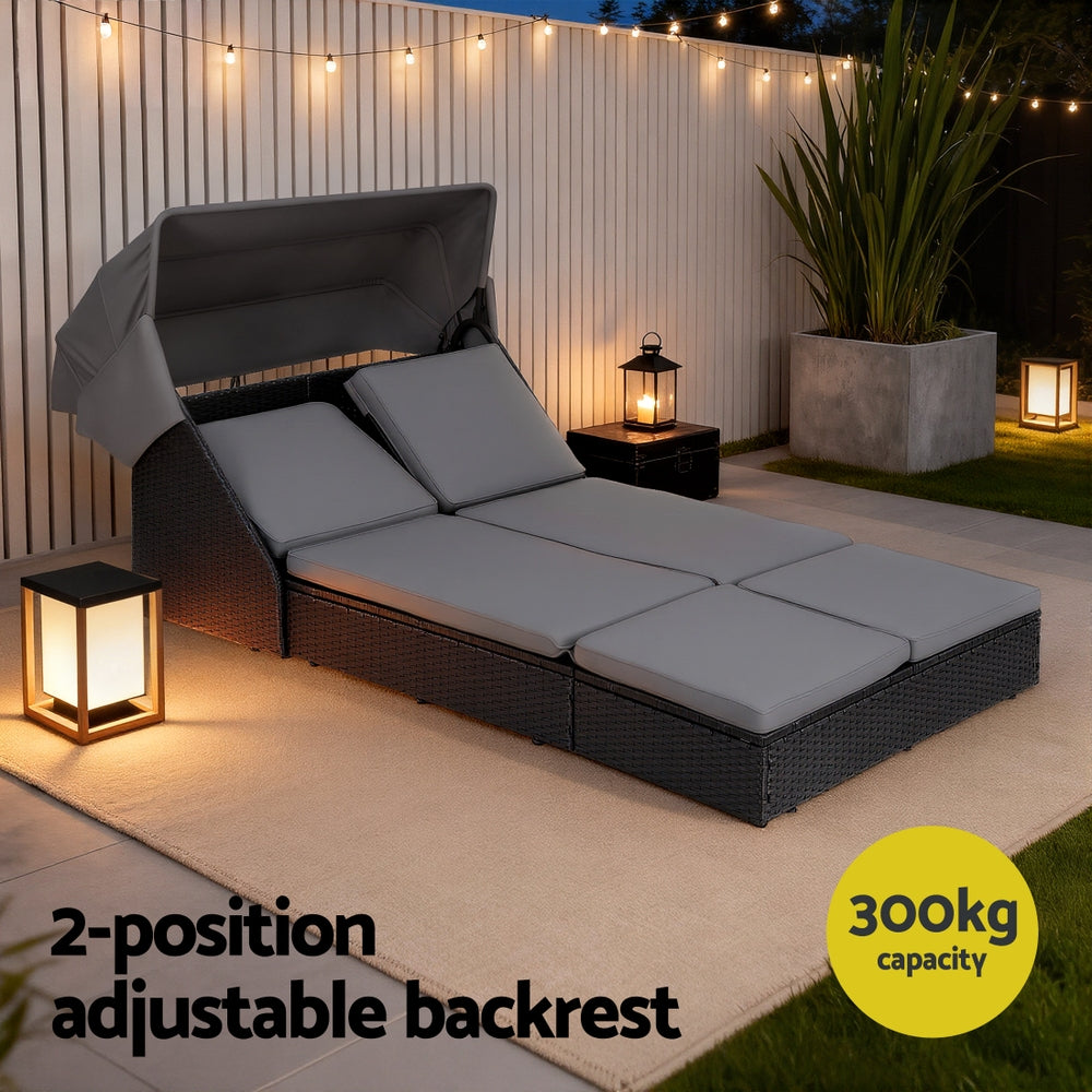 Gardeon Outdoor Day Bed Sun Lounge Setting Wicker Lounger Patio Furniture Gardeon