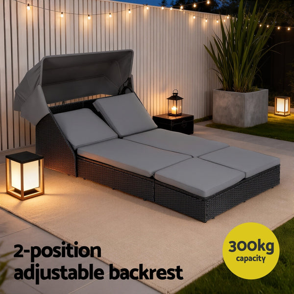 Gardeon Outdoor Day Bed Sun Lounge Setting Wicker Lounger Patio Furniture Gardeon