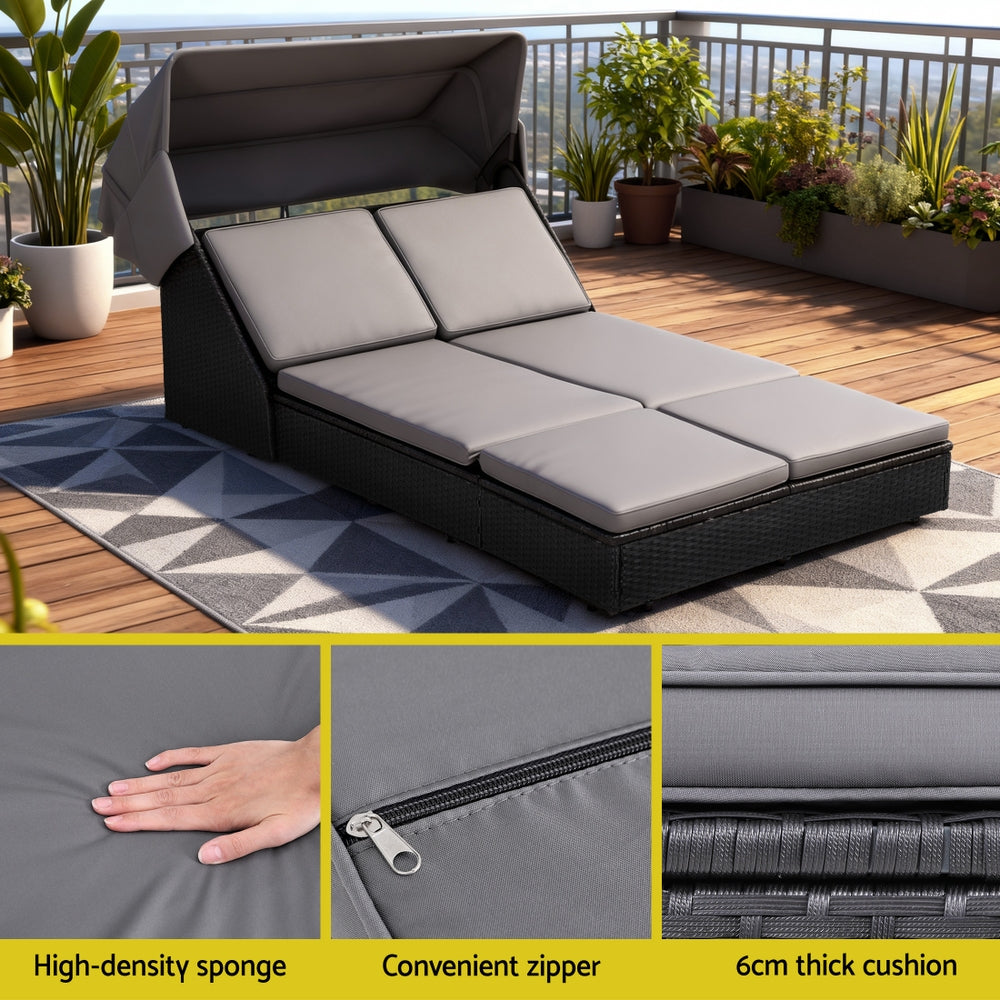 Gardeon Outdoor Day Bed Sun Lounge Setting Wicker Lounger Patio Furniture Gardeon