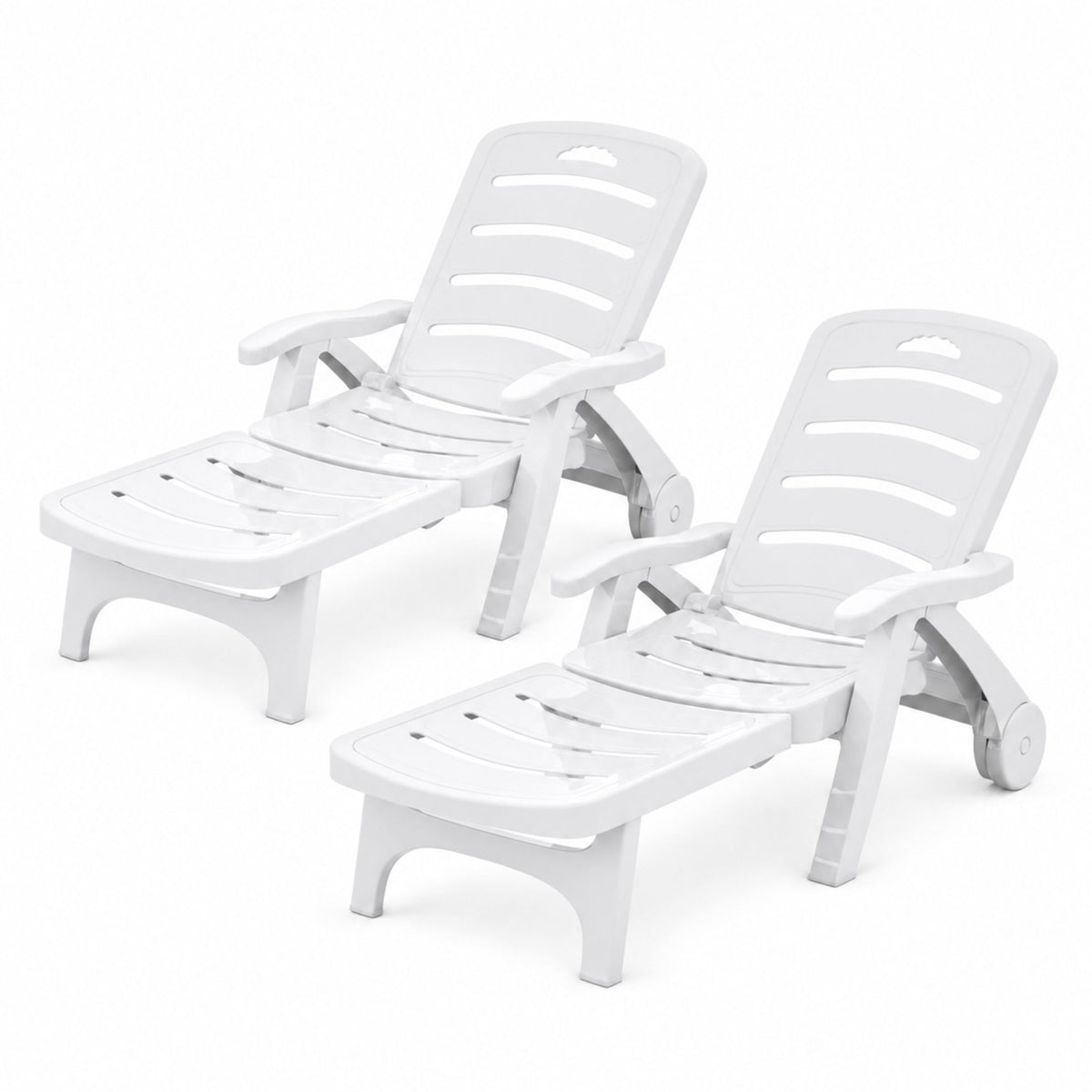 Gardeon Set of 2Sun Lounger Folding Chaise Lounge Chair Wheels Patio Outdoor Furniture Awezingly