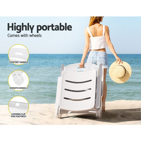 Gardeon Set of 2Sun Lounger Folding Chaise Lounge Chair Wheels Patio Outdoor Furniture Awezingly