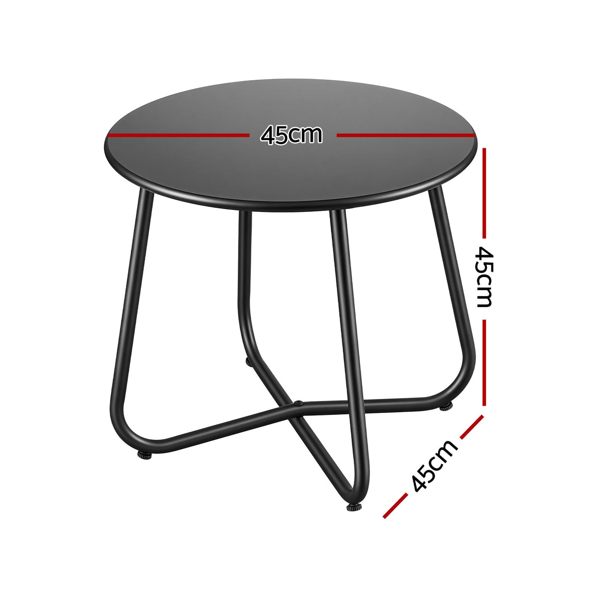 Gardeon Outdoor Side Table Steel Frame for Patio Balcony Garden Black Awezingly