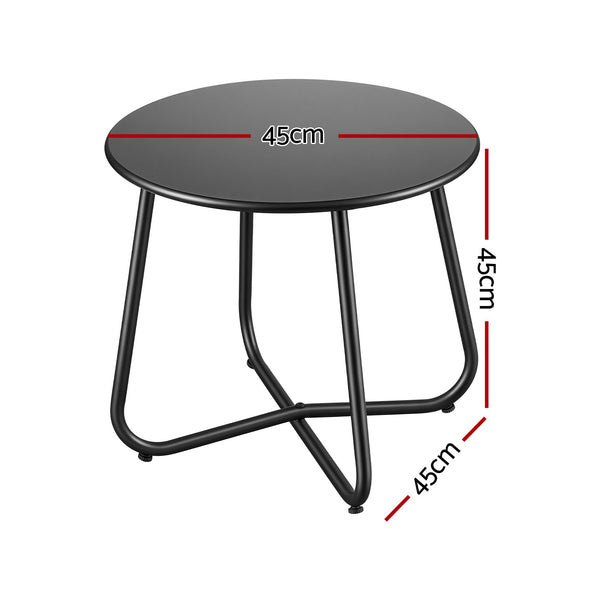 Gardeon Outdoor Side Table Steel Frame for Patio Balcony Garden Black Awezingly