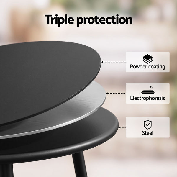 Gardeon Outdoor Side Table Steel Frame for Patio Balcony Garden Black Awezingly