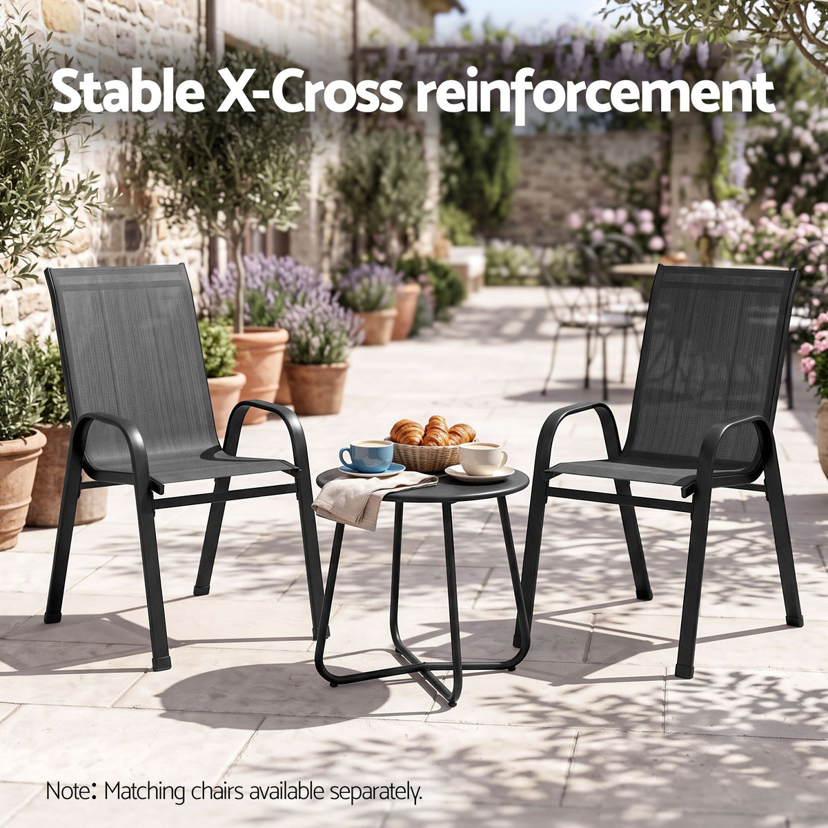 Gardeon Outdoor Side Table Steel Frame for Patio Balcony Garden Black Awezingly