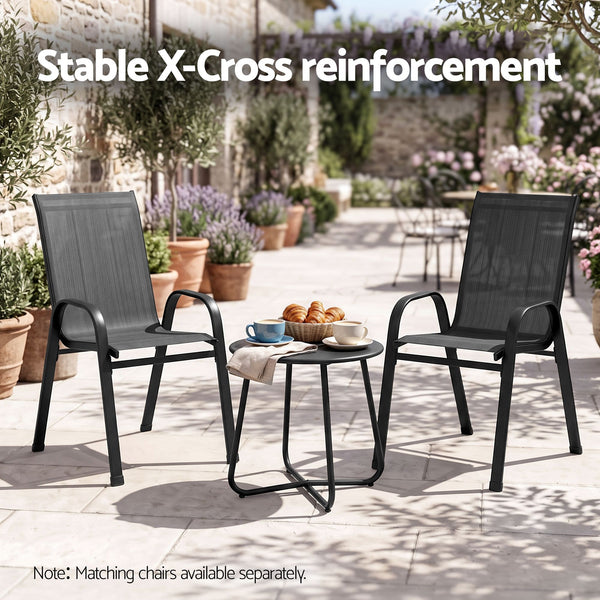 Gardeon Outdoor Side Table Steel Frame for Patio Balcony Garden Black Awezingly