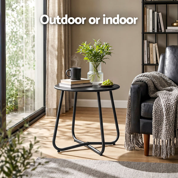 Gardeon Outdoor Side Table Steel Frame for Patio Balcony Garden Black Awezingly