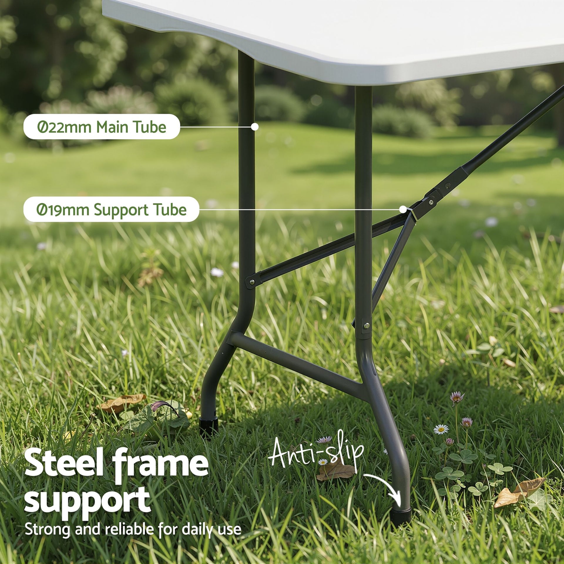 Gardeon 180cm Folding Table Portable Fold-in-Half with Handle Camping Picnic Gardeon