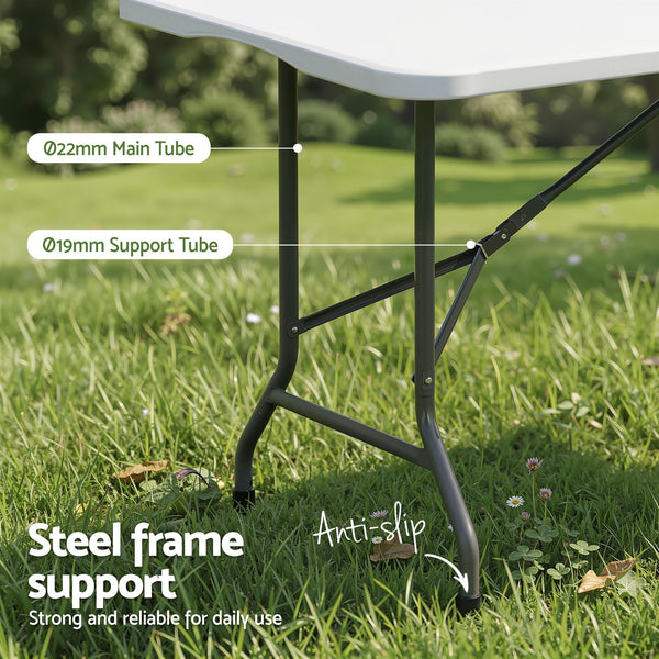 Gardeon 180cm Folding Table Portable Fold-in-Half with Handle Camping Picnic Gardeon