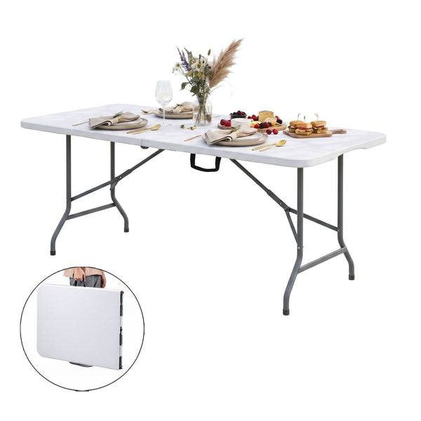Gardeon 180cm Folding Table Portable Fold-in-Half with Handle Camping Picnic Gardeon