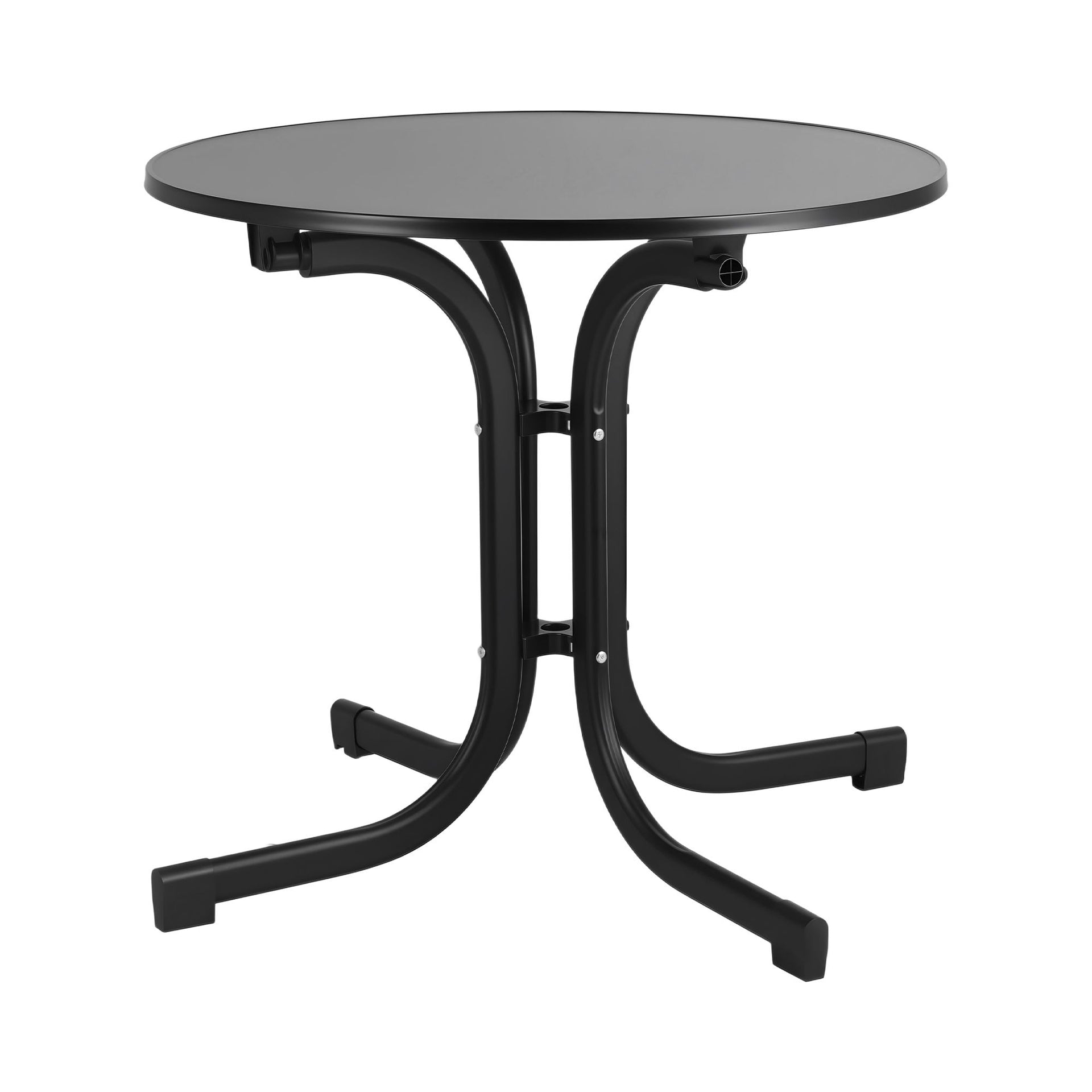 Gardeon Outdoor Side Table 80cm Folding Steel Round Bistro Desk Cafe Patio Furniture Black Awezingly