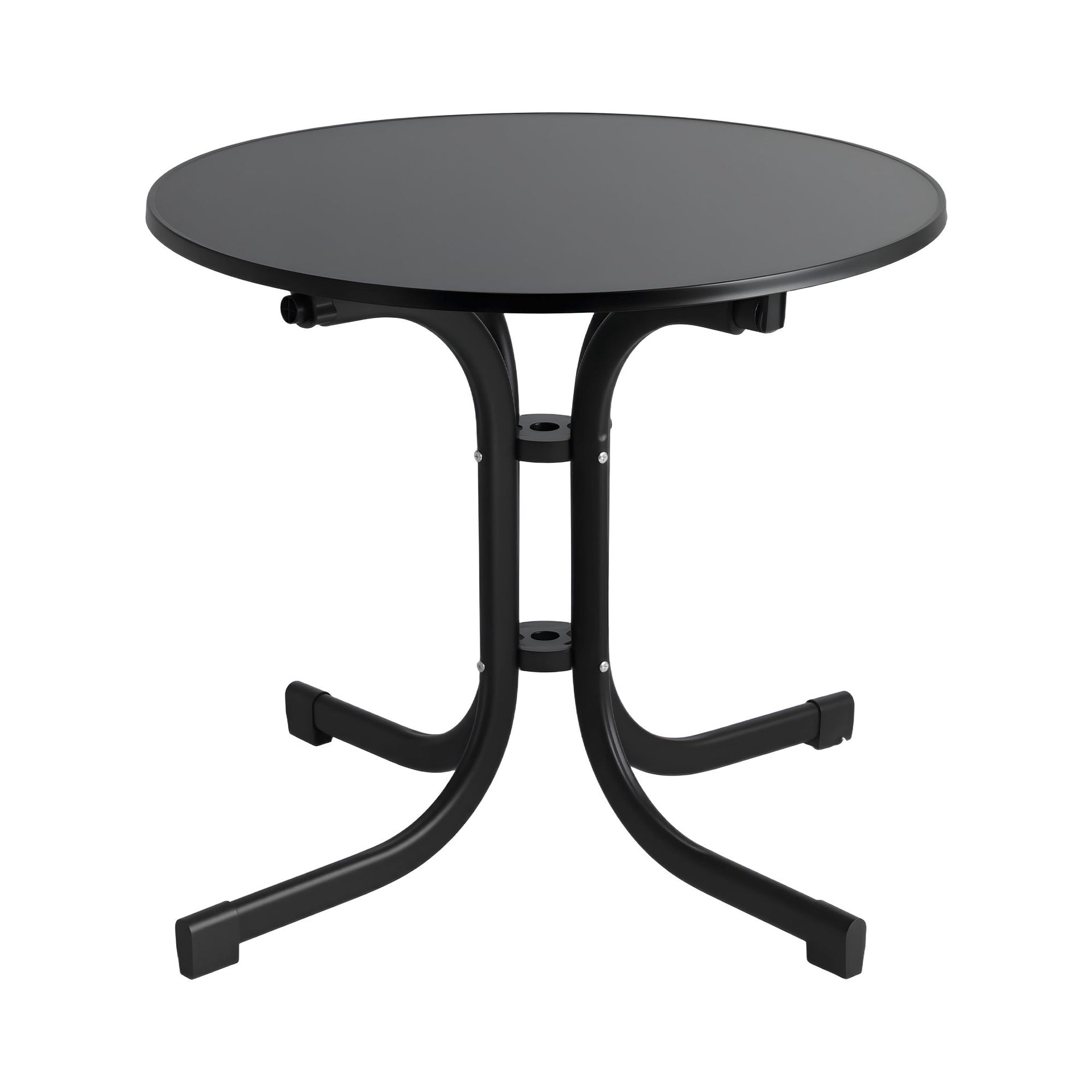 Gardeon Outdoor Side Table 80cm Folding Steel Round Bistro Desk Cafe Patio Furniture Black Awezingly