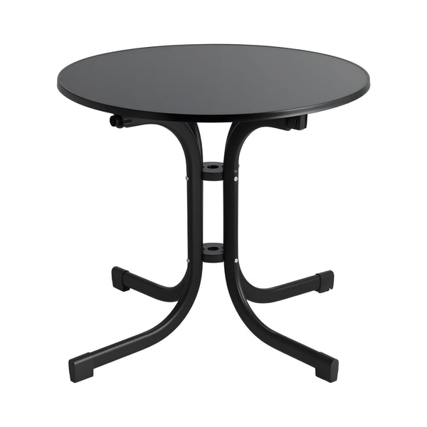 Gardeon Outdoor Side Table 80cm Folding Steel Round Bistro Desk Cafe Patio Furniture Black Awezingly