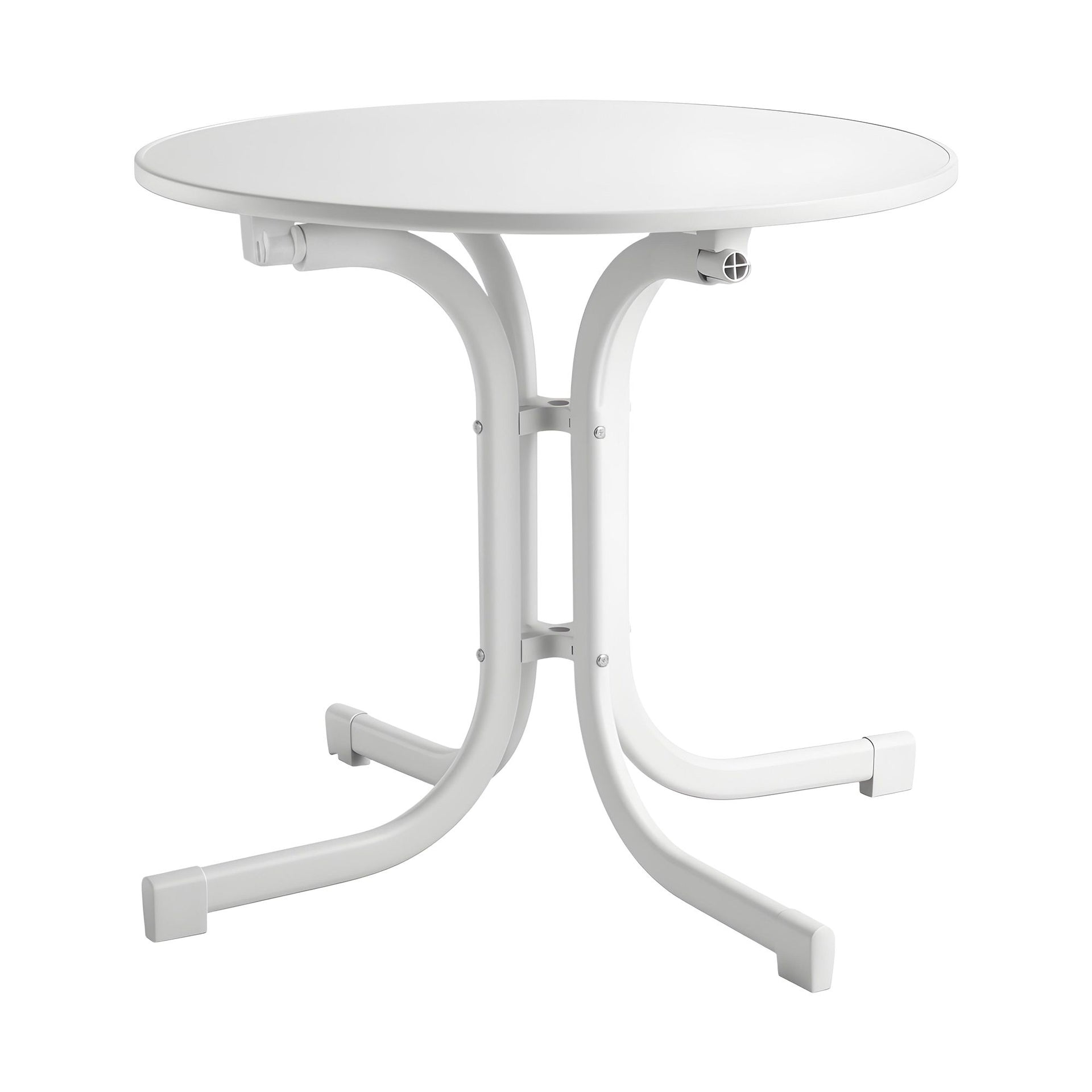 Gardeon Outdoor Side Table 80cm Folding Steel Round Bistro Desk Cafe Patio Furniture White Awezingly