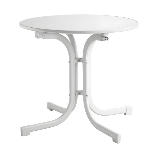 Gardeon Outdoor Side Table 80cm Folding Steel Round Bistro Desk Cafe Patio Furniture White Awezingly