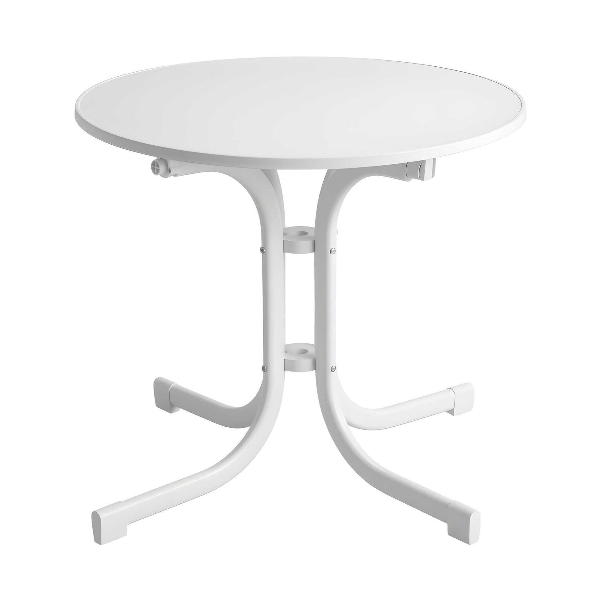 Gardeon Outdoor Side Table 80cm Folding Steel Round Bistro Desk Cafe Patio Furniture White Awezingly