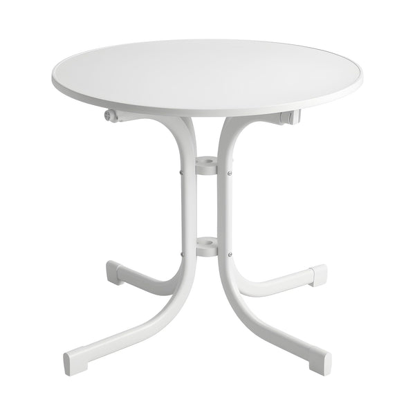 Gardeon Outdoor Side Table 80cm Folding Steel Round Bistro Desk Cafe Patio Furniture White Awezingly