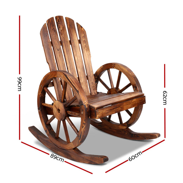 Gardeon Wagon Wheels Rocking Chair - Brown Gardeon