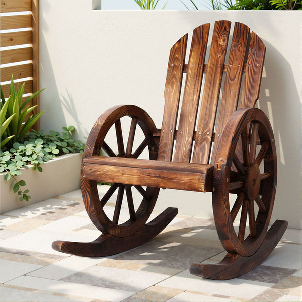 Gardeon Wagon Wheels Rocking Chair - Brown Gardeon