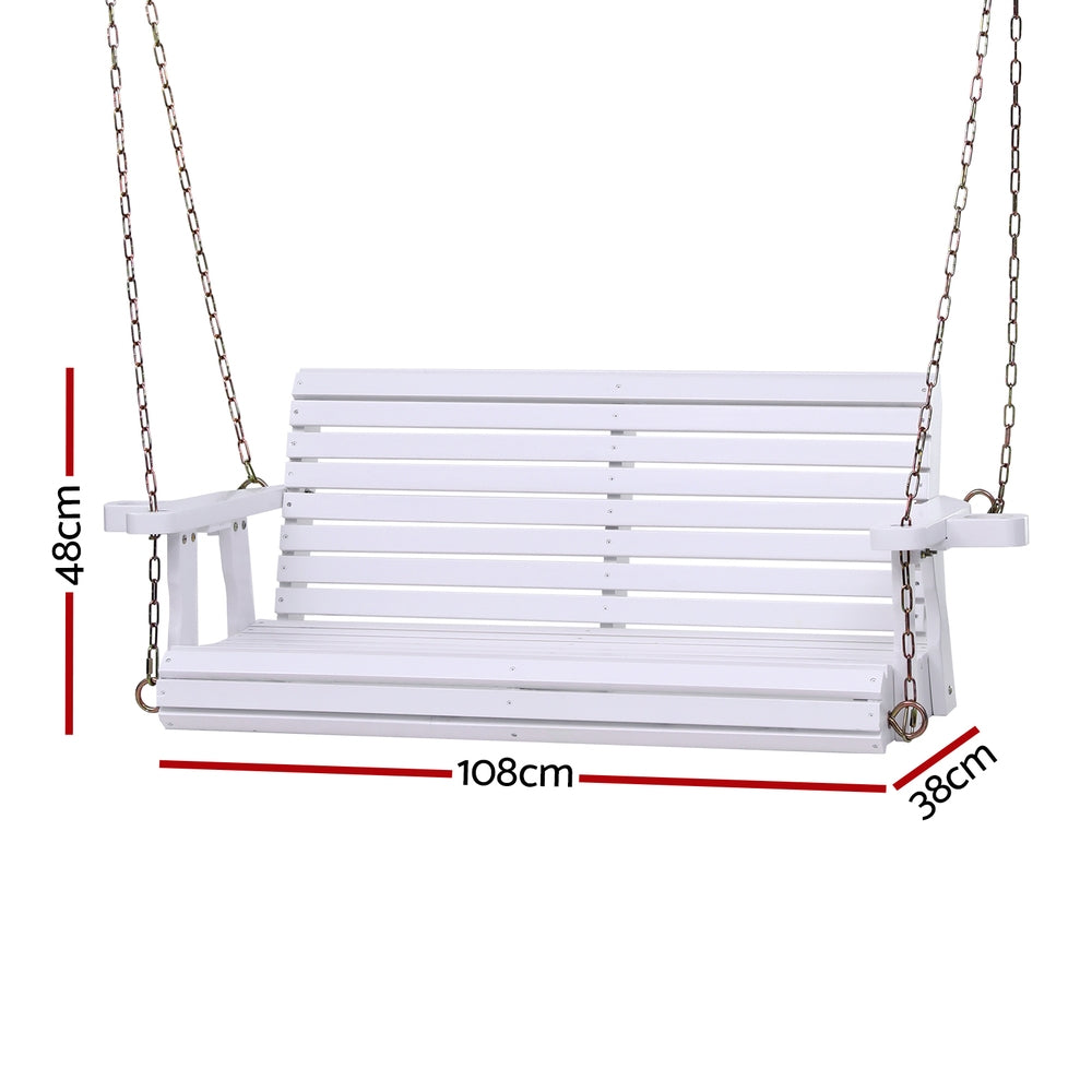 Gardeon Porch Outdoor Swing Chair With Cup Holder Wooden Furniture 2 Seater Awezingly