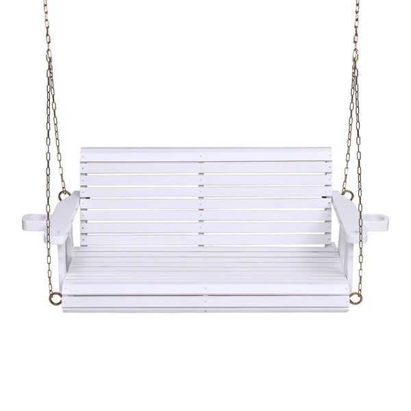 Gardeon Porch Outdoor Swing Chair With Cup Holder Wooden Furniture 2 Seater Awezingly