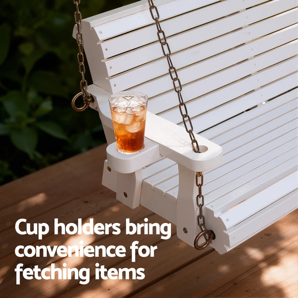Gardeon Porch Outdoor Swing Chair With Cup Holder Wooden Furniture 2 Seater Awezingly